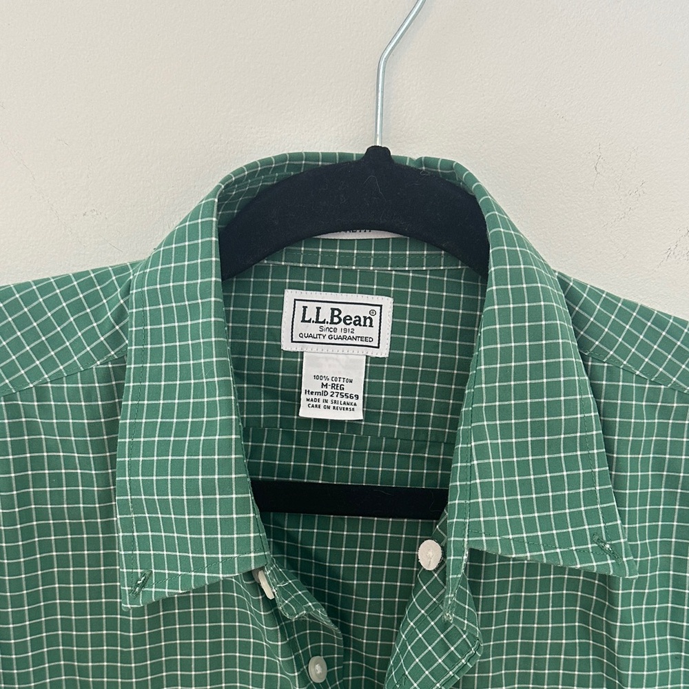 L.L. Bean Men's Green Plaid Button-Down Shirt